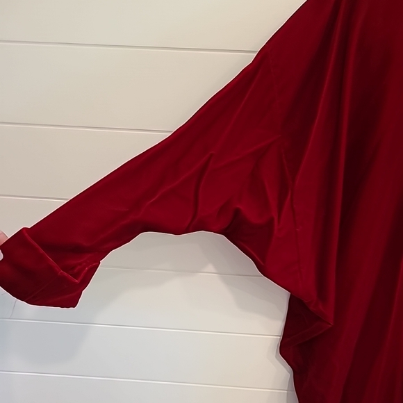 Norma Kamali Vintage Red Velvet Dress Medium M Avant Garde - Picture 3 of 6